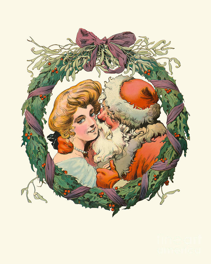 Christmas Digital Art - Santa Claus wreath by Madame Memento
