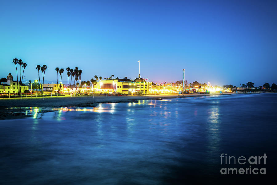Santa Cruz Beach Boardwalk at Night Photo Photograph by Paul Velgos