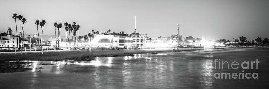 Black And White Photograph - Santa Cruz Beach Boardwalk Black and White Panorama Photo by Paul Velgos
