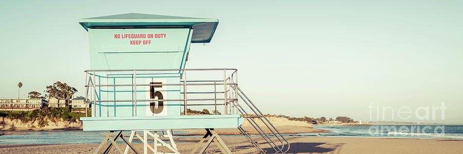 Santa Cruz Beach Lifeguard Stand Five Retro Panorama Photo Photograph by Paul Velgos
