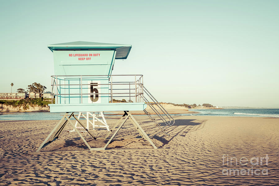 Santa Cruz Beach Lifeguard Stand Five Retro Photo Photograph by Paul Velgos