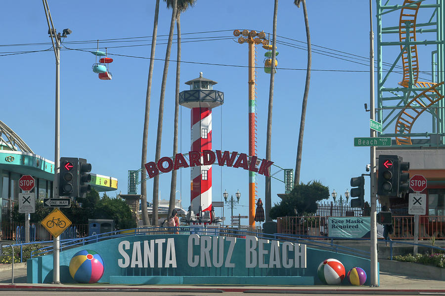Architecture Photograph - Santa Cruz Boardwalk Welcome by Art Block Collections