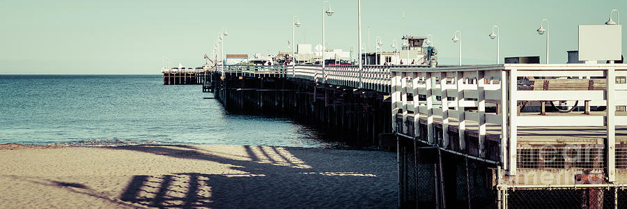 Santa Cruz California Wharf Pier Retro Panorama Photo Photograph by Paul Velgos