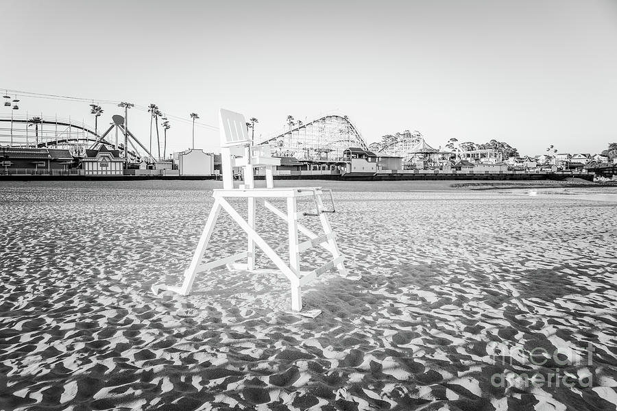 Santa Cruz Lifeguard Chair Black and White Photo Photograph by Paul Velgos