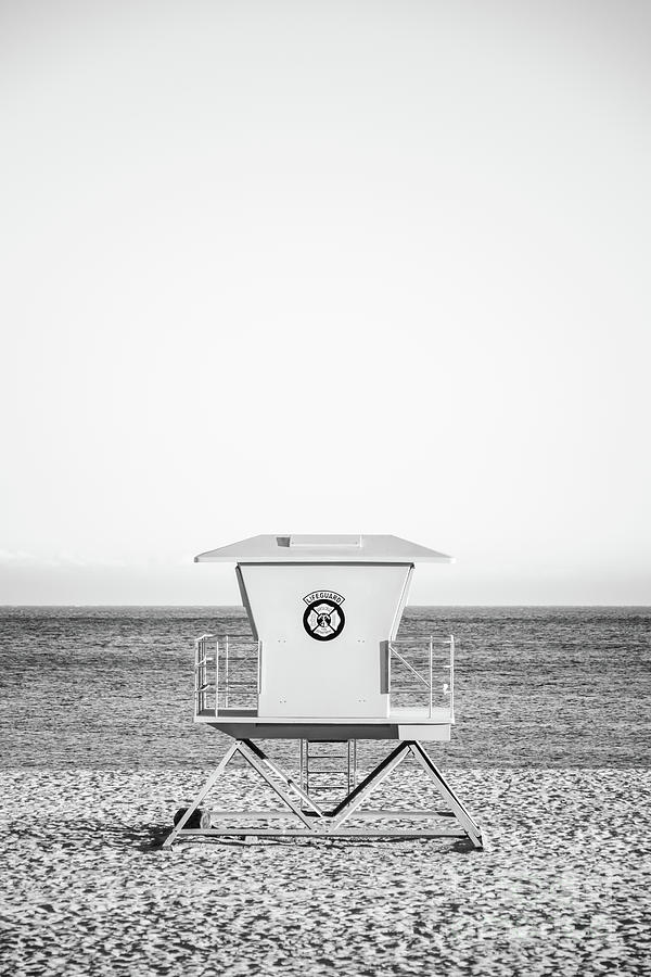 Santa Cruz Lifeguard Stand Black and White Photo Photograph by Paul Velgos