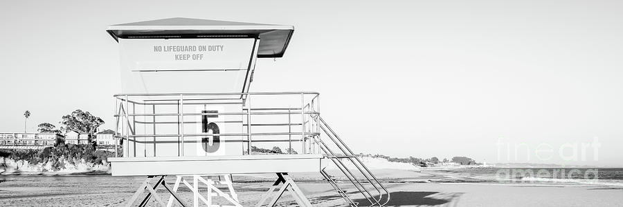 Santa Cruz Lifeguard Stand Five Black and White Panorama Photo Photograph by Paul Velgos