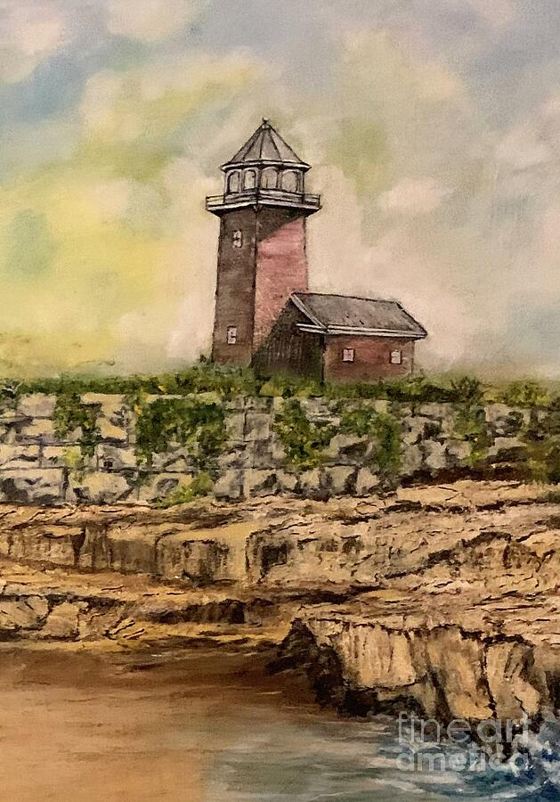 Santa Cruz Lighthouse Point  Painting by Michael Silbaugh