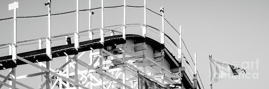 Santa Cruz Roller Coaster Black and White Panorama Photo Photograph by Paul Velgos