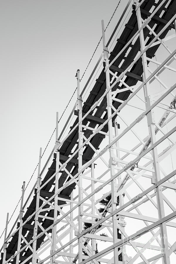 Santa Cruz Roller Coaster Black and White Picture Photograph by Paul Velgos