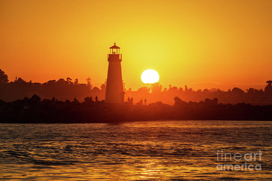 Santa Cruz Walton Lighthouse at Sunset Photo Photograph by Paul Velgos