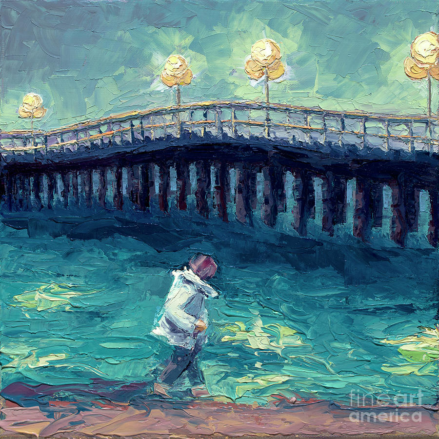 Santa Cruz Wave Walker Painting by PJ Kirk