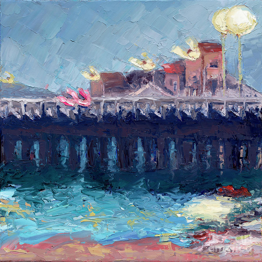 Santa Cruz Wharf Dusk Painting by PJ Kirk