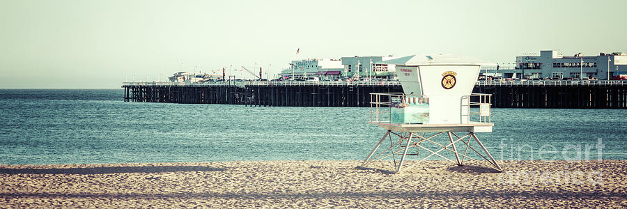 Santa Cruz Wharf Pier and Lifeguard Tower Panorama Photo Photograph by Paul Velgos