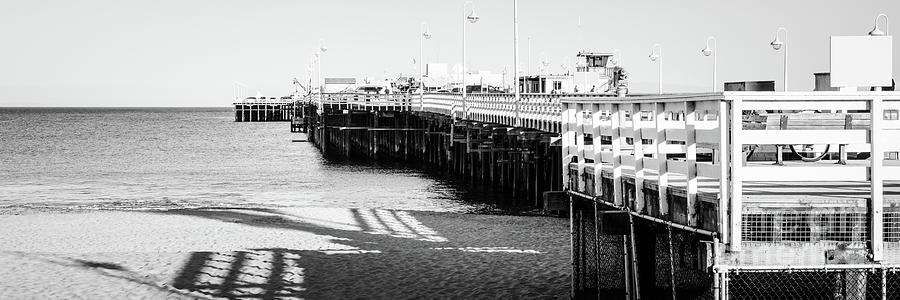 Santa Cruz Wharf Pier Black and White Panorama Photo Photograph by Paul Velgos