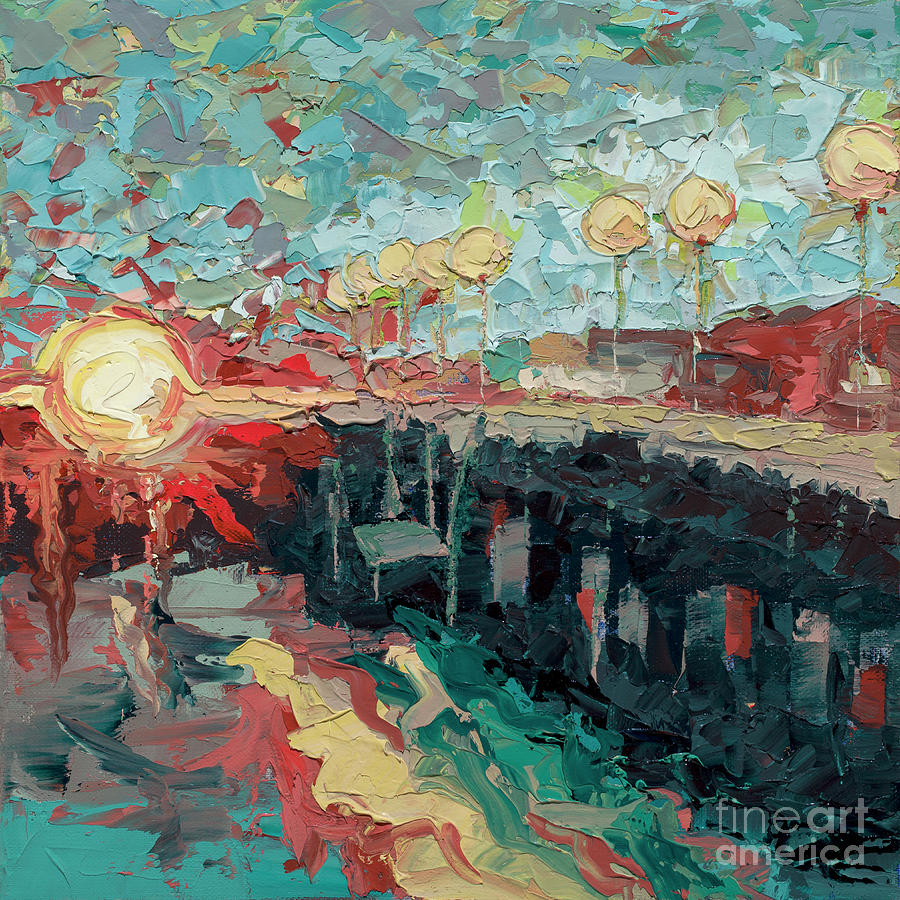 Santa Cruz Wharf Sunset Painting by PJ Kirk
