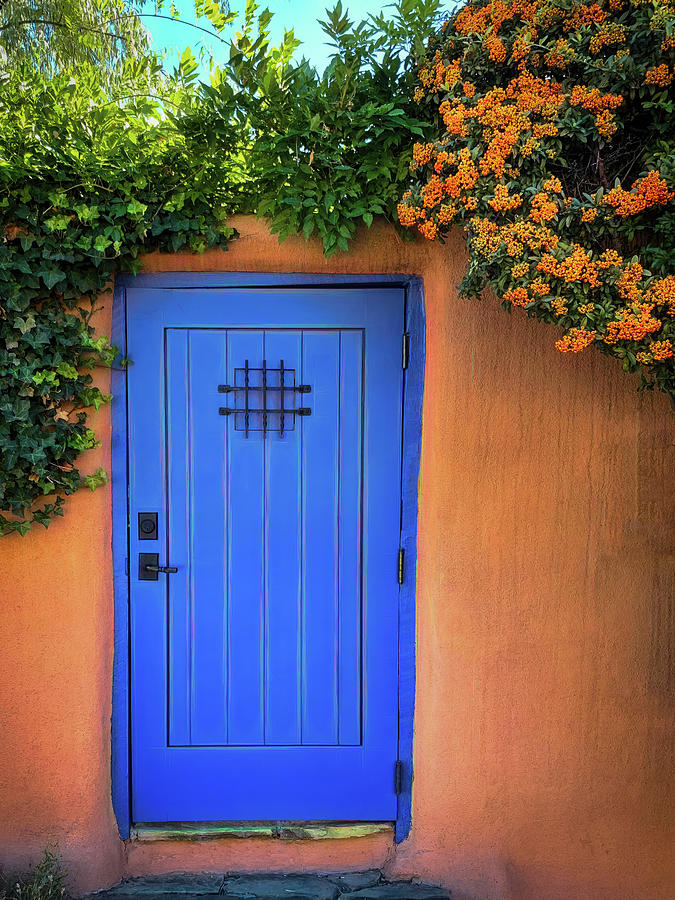 Santa Fe Blue Door Photograph by Rebecca Herranen