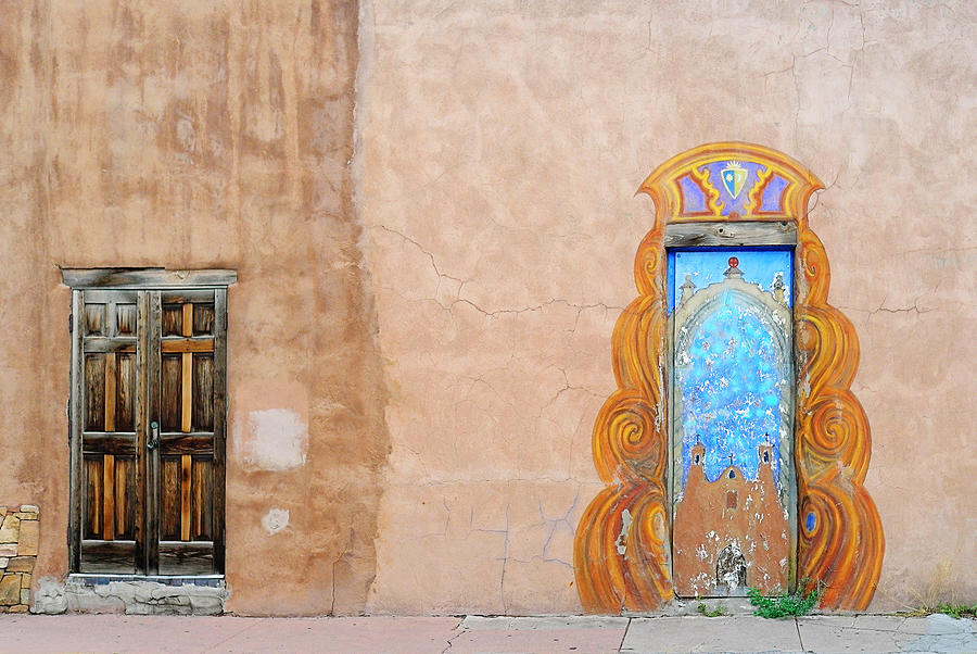 Santa Fe Elaborate Doors on Old Adobe Wall Photograph by Ivanastar
