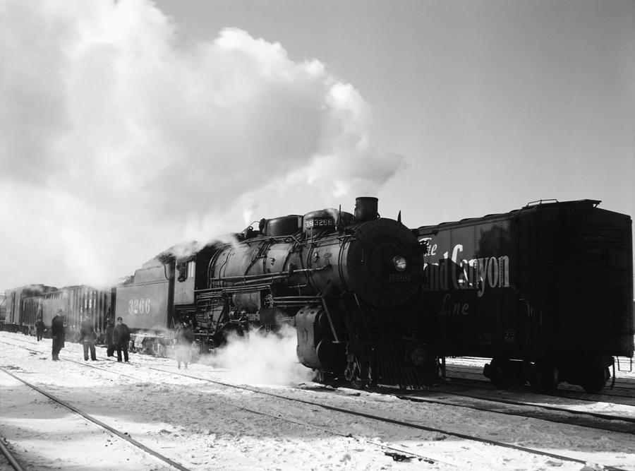 Transportation Photograph - Santa Fe Freight Train Leaving Chicago - 1943 by War Is Hell Store