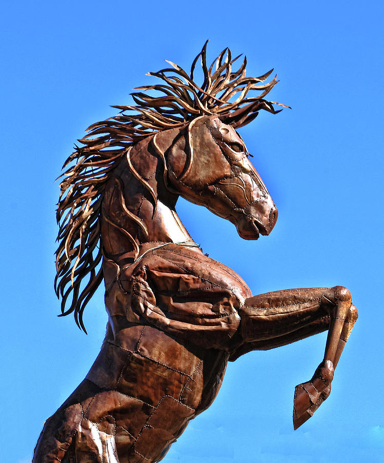 Santa Fe Photograph - Santa Fe - Magnificent Bucking Bronco Sculpture by Allen Beatty
