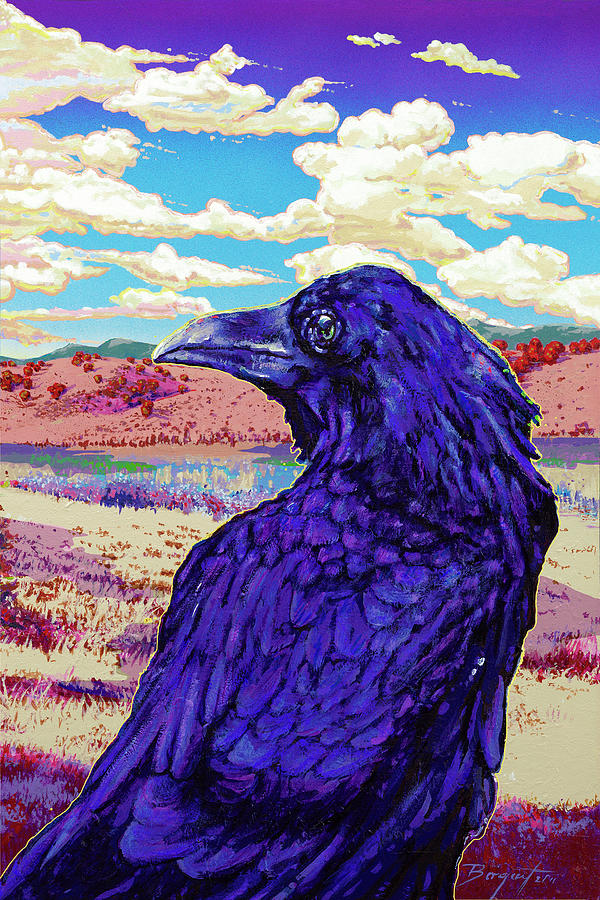 Santa Fe Raven Painting by Darien Bogart