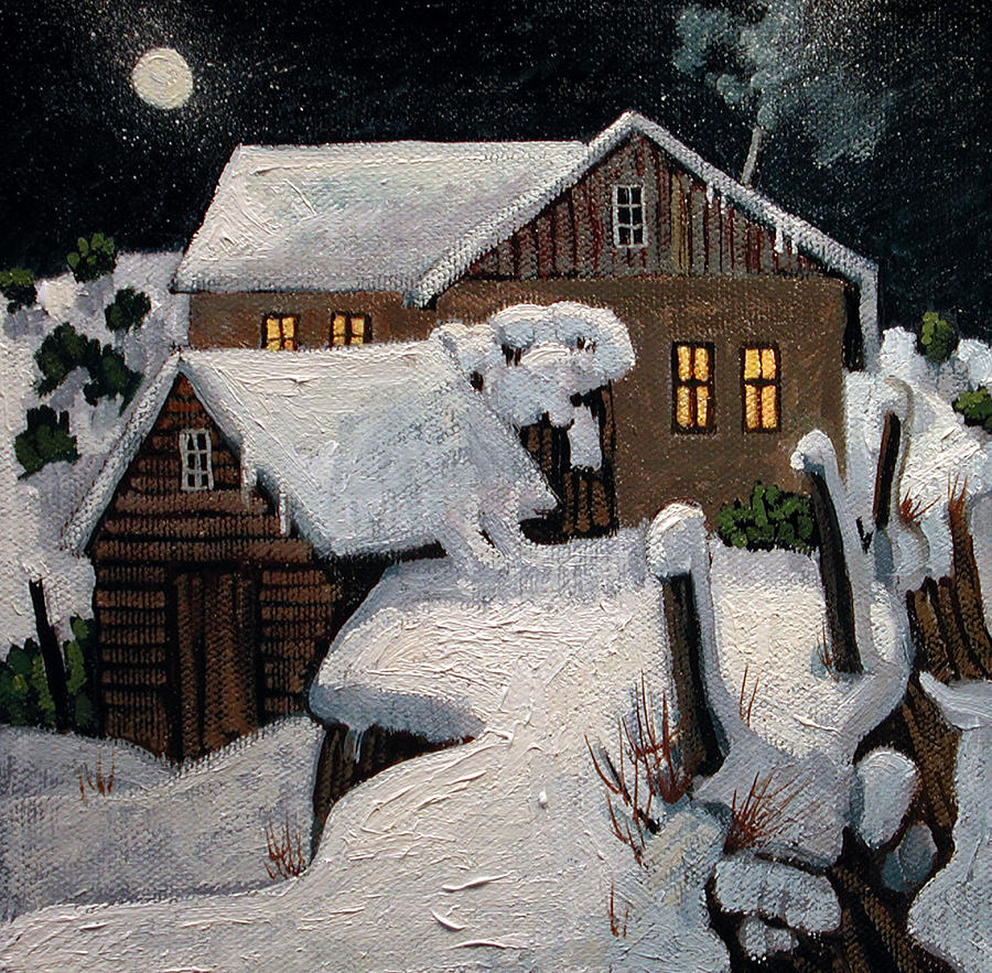 Santa Fe Snowy Night Painting by Donna Clair