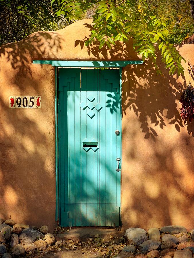 Santa Fe Turquoise Door Photograph by Mary Lee Dereske