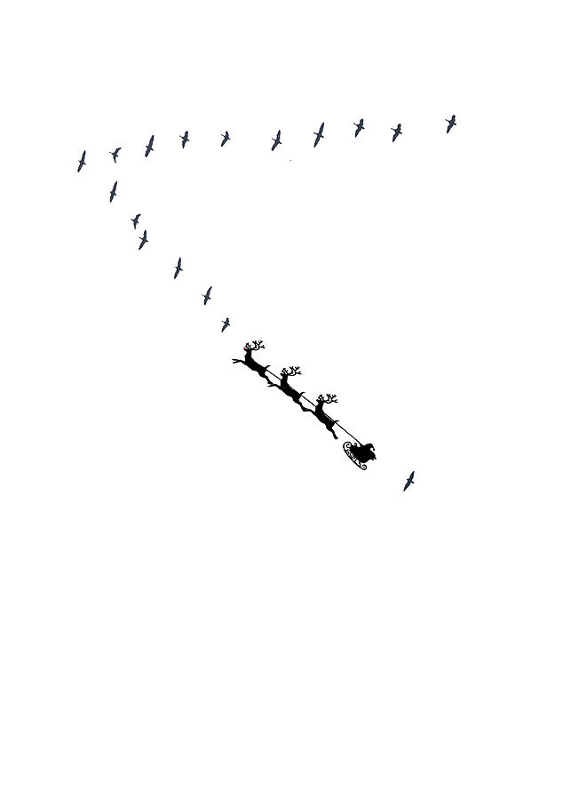 Santa Flies in Formation Mixed Media by Moira Law