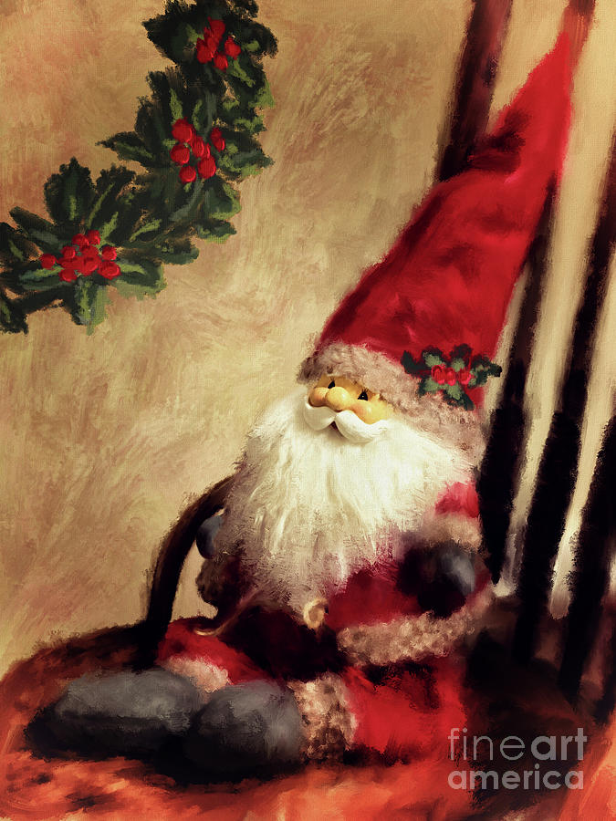 Santa Gnome Takes A Break Digital Art by Lois Bryan