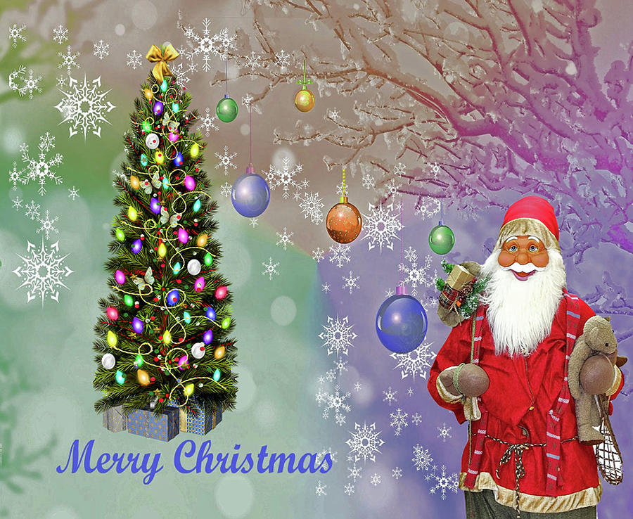 Christmas Digital Art - Santa Greeting by Julie Grace