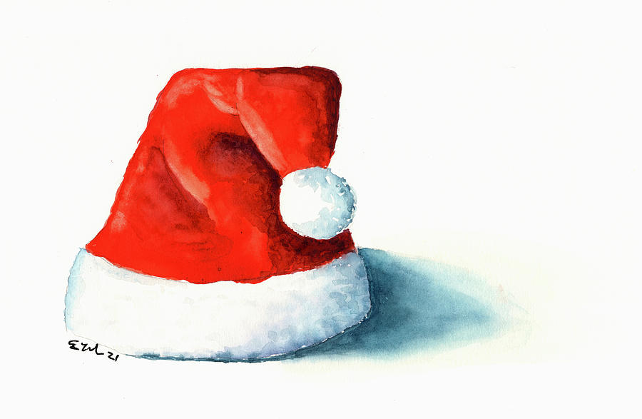 Santa Hat Painting by Erin Lieb - Pixels