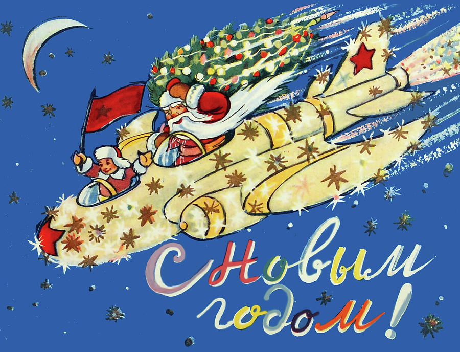 Santa is Coming on Soviet Airplane Digital Art by Long Shot
