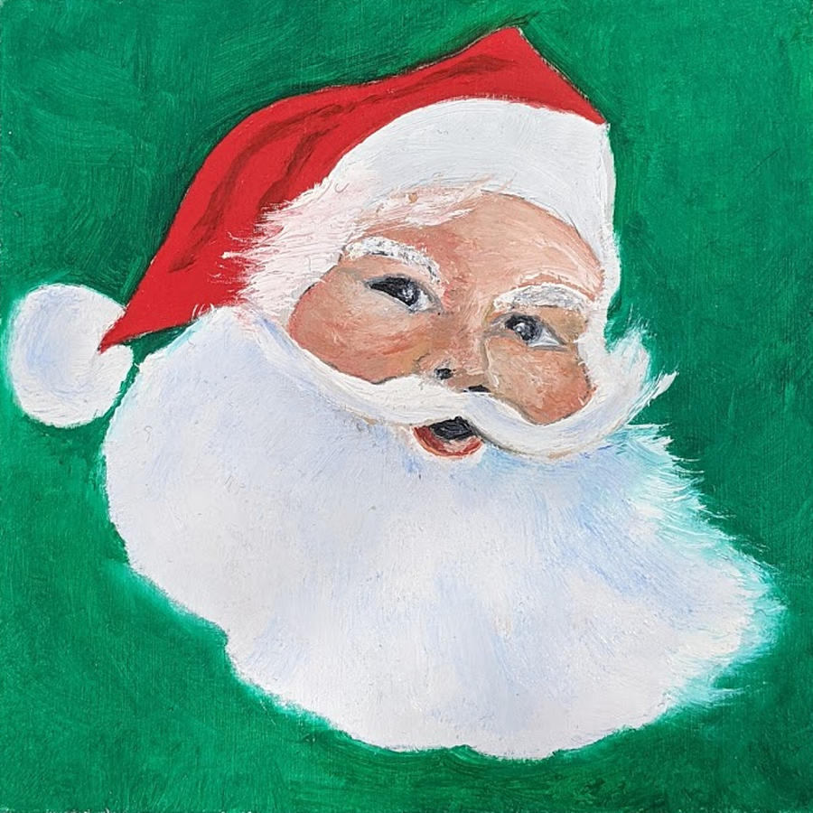 Christmas Painting - Santa by Judy Jones