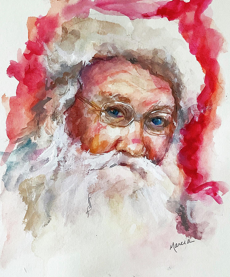 Christmas Painting - Santa by Marcia Hodges