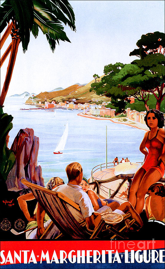 Santa Margherita Ligure Travel Poster 1930 Painting by Uknown - Fine ...