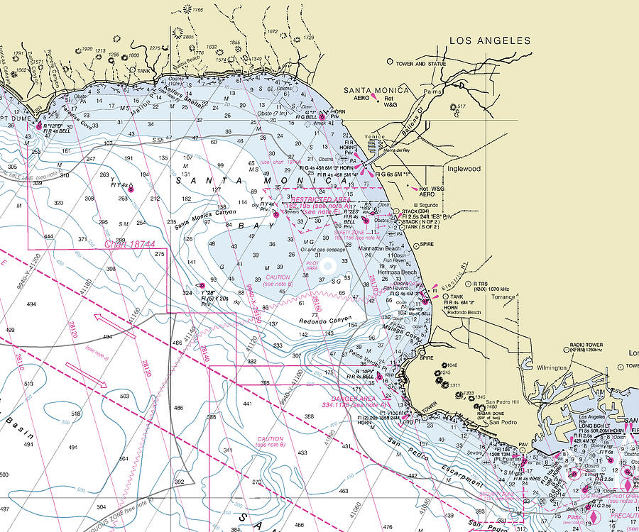 Santa Monica Bay California Nautical Chart Digital Art by Bret Johnstad