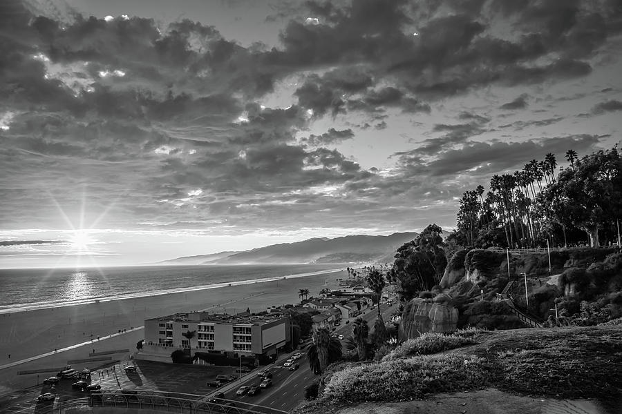 Santa Monica Bay Sunset - Black And White 10.1.18  Photograph by Gene Parks