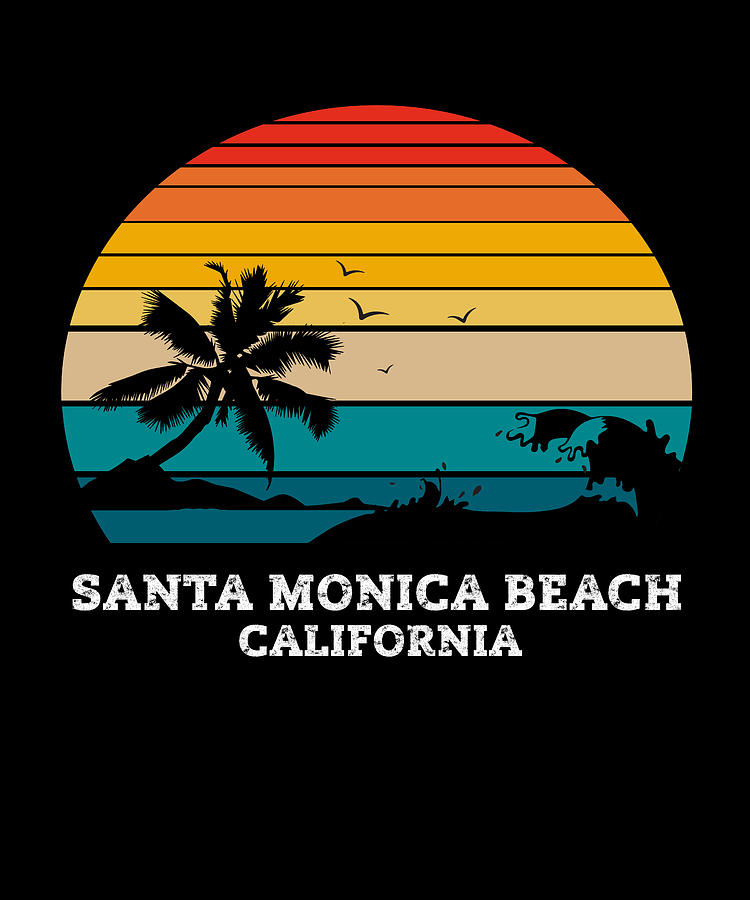 Santa Monica CA Map Print Hand-drawn California Art Beach 