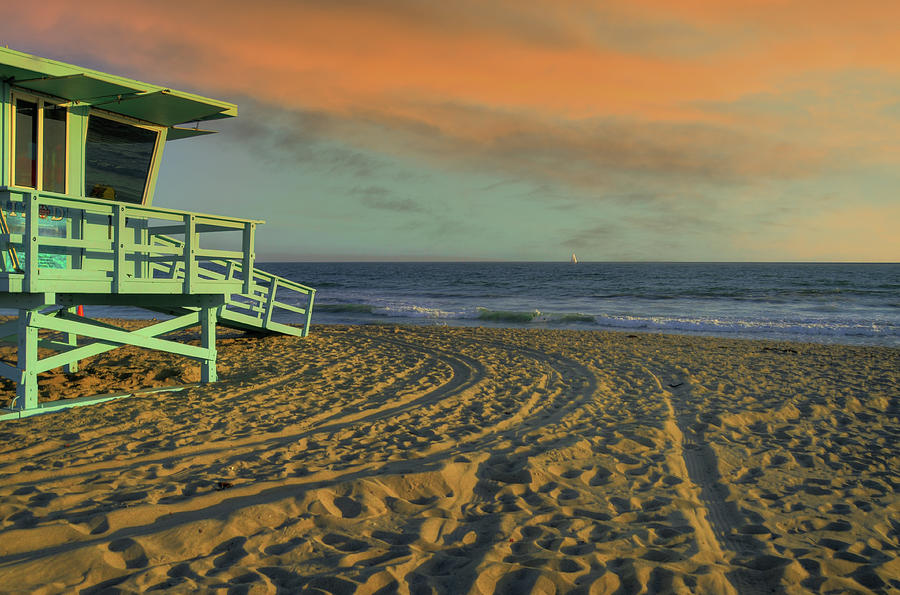 Santa Monica Beach Sunset Photograph
