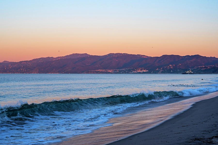 Santa Monica CA Morning Wave Santa Mornica Beach Sunrise Photograph by Toby McGuire