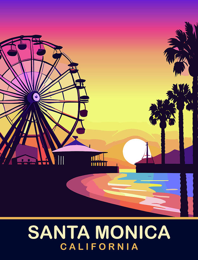 Santa Monica Digital Art - Santa Monica, California by Long Shot