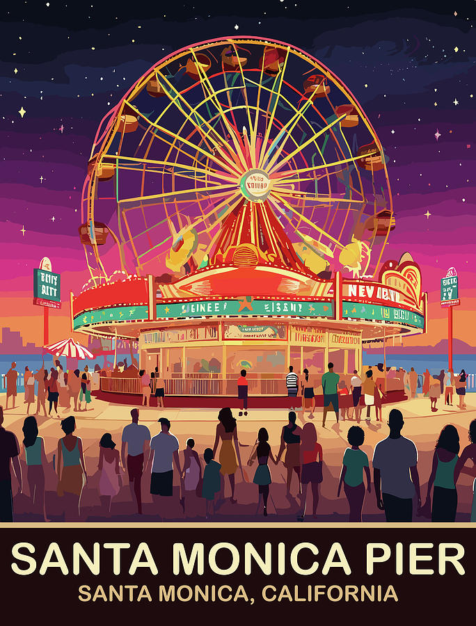 Santa Monica Pier, CA Digital Art by Long Shot