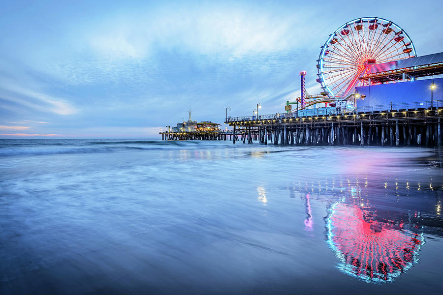 Santa Monica Pier Sunset Los Angeles California Photograph by ...