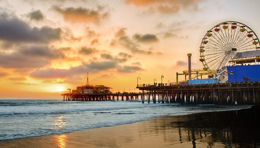 Santa Monica Pier at sunset Photograph by Thomas Ingram - Fine Art America