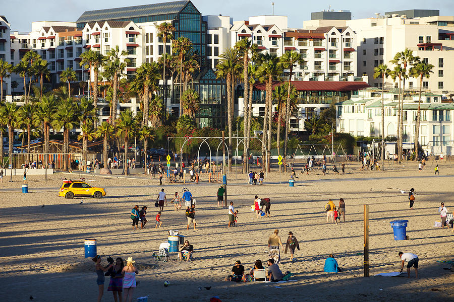 Santa Monica State Beach in late afternoon sunshine Photograph by Mark Meredith