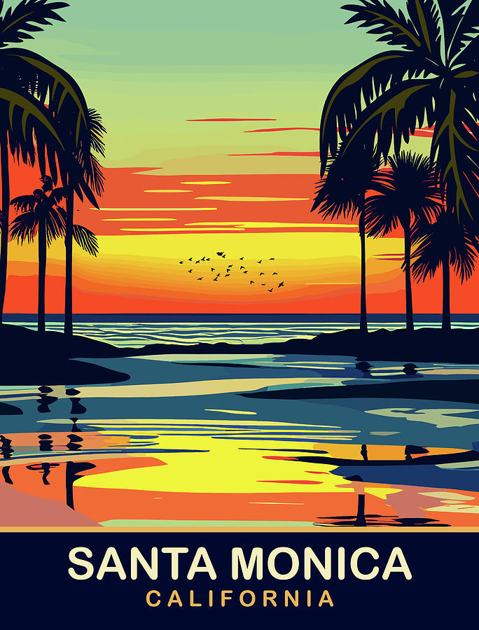 Santa Monica Sunset Digital Art by Long Shot