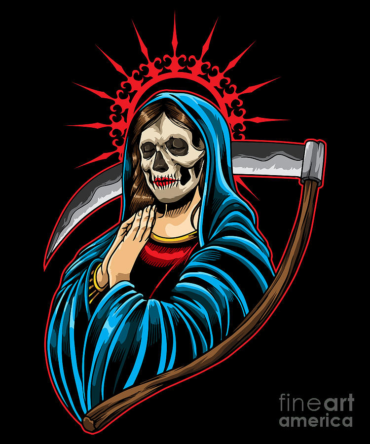 Halloween Digital Art - Santa Muerte - Praying La Calavera Catrina by Mister Tee