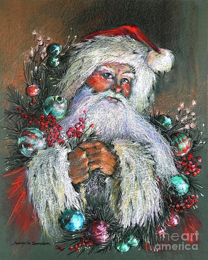 Santa Claus Painting - Santa of the Wreath by Shelley Schoenherr