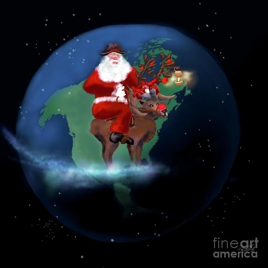 Santa on a Big Horn Digital Art by Doug Gist