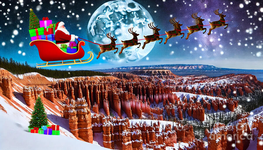 Santa Over Bryce Canyon Digital Art by Steve Mitchell Santa Over Bryce Canyon Digital Art by Steve Mitchell