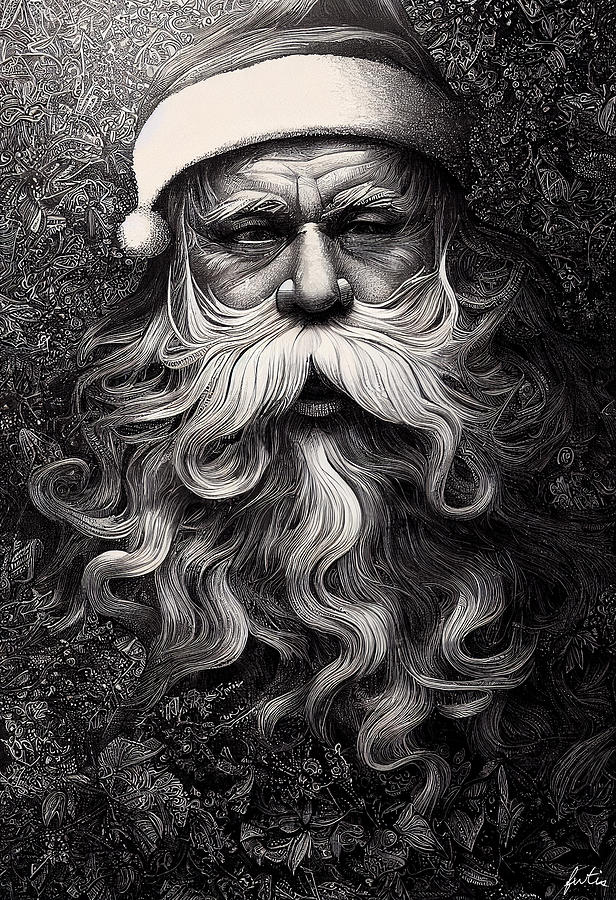 Santa Claus Drawing - Santa Portrait by Fotios Pavlopoulos